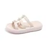 Pantuflas de Princesa para Niñas, Sandalias de Suela Suave a la Moda, Nuevo Estilo Verano 2026, Elegantes Zapatos de Playa con Perlas para Niñas Pequeñas, Zapatos para Niños
