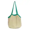 Bolsa Tejida a Cuadros con Bolsillo de Malla, Nuevo Estilo Otoñal Transfronterizo, Bolso Reversible de un Solo Hombro de Gran Capacidad, Bolsa Hueca de Playa