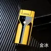 Encendedor electrónico de metal resistente al viento JL308 con carga por USB y doble arco cruzado.