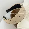 Estilo Coreano Retro Flocado Lunares Imitación Algodón Lino Diadema Ancha Nueva Alta Calidad Ropa Exterior Para Ir al Trabajo Prensador de Cabello Pinza para el Cabello Goma para el Cabello