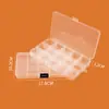 Caja de medicamentos portátil de plástico pequeña de 24 rejillas, transparente, para guardar joyas, cosméticos y uñas, con compartimentos de escritorio.
