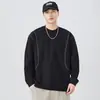 Colección Nueva Otoño 2025 Camiseta de Manga Larga con Cuello Redondo Holgada para Hombre Estilo Retro Japonés Versátil Estampada para Parejas
