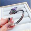 Pulsera de serpentina de alta calidad, joyería de alta gama, conjunto de serpiente de amatista, colgante de serpiente espiritual de diamante púrpura, anillo de apertura, pendientes de tesoro de color