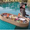 Bandeja Flotante de Agua para Celebridades de Internet de Bali Cesta de Frutas Redonda de Ratán con Forma de Corazón Casa de Huéspedes Hotel Villa Piscina Plato de Cena