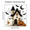 Adesivos Divertidos de Desenho Animado para Halloween para Janelas de Casa, Decoração de Feriado, Casa, Cabeça de Abóbora, Morcego, Adesivos Estáticos Não Adesivos