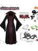 Novos Fantasias Infantis Europeias e Americanas de Halloween Fantasia de Bruxa Medieval Retro com Cadarço Gola Alta Manga Sino Estampada Vestido Longo