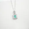 Collar de Plata 925 para Mujer, Versátil, Lujo Ligero, Granate Paraíba Verde, Minimalista, Nicho, Moda de Alta Gama para el Trabajo