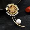 Diamante-embutido zircão dente-de-leão Cristal girassol terno cardigan corsage high-end luxo temperamento broche presente para as mulheres