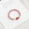 Venta al por mayor de fábrica pulsera de cristal de fresa natural pulsera de cristal amarillo valiente moda clásica mejor amigo dulce regalo de cumpleaños
