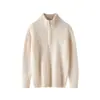 Suéter infantil 100% lana pura, con media cremallera, patrón trenzado, cuello semi-alto, tejido de ochos, ropa infantil de otoño e invierno, venta al por mayor de una sola pieza