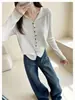 ¡Estilo de temperamento pequeña fragancia~!! Cárdigan de punto con solapa para mujer 2026 nuevo otoño suave pegajoso moderno ajustado de manga larga