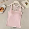 Top sin mangas retro de estilo americano con bloques de color picantes y almohadillas en el pecho, diseño de espalda descubierta, hermoso tirante en la espalda Camisola para mujer