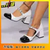 Zapatos Mary Jane Retro Nicho Francés Nuevo 2025 Moda Versátil Estilo Chanel Punta Cuadrada Boca Baja Tacón Grueso Zapatos Individuales para Mujer