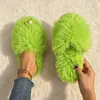 Pantuflas de algodón peludo transfronterizas para mujer, pantuflas de interior de moda para el hogar, antideslizantes y cálidas, pantuflas de punta abierta para primavera y otoño para mujer