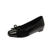 Sapatos Quadrados Femininos Estilo Ballet Francês 2026 Novo Modelo Sapatilhas Mary Jane Planas com Laço Sapatos Pequenos de Couro Retrô