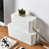 Caja de Almacenamiento de Cables de Madera de Bambú a Prueba de Polvo para Escritorio Almacenamiento de Cables de Datos Caja de Gestión de Cables de Alimentación Cable de Enchufe Cable de Computadora