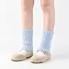 Polainas de punto a rayas para otoño e invierno, de color liso, manguitos de pierna superpuestos, pantalones casuales con polainas de punto superpuestas - al por mayor