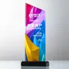 Competencia de Trofeos de Cristal Personalizados para Empleados Destacados, Grabado de Adornos, Placa Autorizada para Reunión Anual de la Empresa, Producción de Trofeos Coloridos 3D