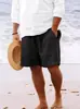 Mejores Vendedores Transfronterizos Europeos y Americanos 2023 Estación Independiente de Amazon Pantalones Cortos de Algodón y Lino con Cordón Pantalones de Playa para Hombre