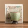 Forno Cerâmica Caneca de Chá Céu Estrelado Verde Pé Alto Copo de Cera Vintage Pessoal Caneca do Mestre Caneca para Degustação de Chá em Casa Xícaras de Chá