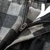 Jeans Mosaico Xadrez Novo 2025 Marca Tendência de Luxo Leve Jeans Xadrez Reto Solto Masculino e Feminino