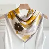 Pañuelo de Seda Estilo Chino Jardín de Suzhou, 70X70 Cm, Pañuelo Cuadrado Pequeño de Seda Artificial para Mujer, Pañuelo de Cabeza Estilo Vintage Primavera y Otoño, Pañuelo Protector de Cuello, Chal