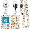 Cordão de celular de desenho animado porta-cartão de identificação fivela retrátil colorida conjunto porta-cartão de cachorro girassol dinossauro