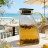 Jarra de agua fría para refrigerador para uso en casa en verano, resistente a altas temperaturas, jarra de agua fría de gran capacidad, tetera floral, jarra de refrigerador de alto borosilicato