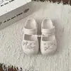 Zapatos tipo ballet perforados para mujer, nuevo modelo de verano 2026, con moño en forma de corazón, antideslizantes, puntera cerrada, sandalias de exterior Mary Jane