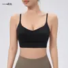 Sujetador deportivo de tirantes finos para mujer, espalda en V, con almohadillas en el pecho, camiseta sin mangas de yoga, sujetador profesional de fitness para Pilates