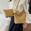 Bolso Tejido Cesta Hueca Nuevo de Otoño 2026 Vintage, Bolso de Hombro y Axila Fresco y Versátil, Bolso Cubo