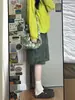 Shorts de mezclilla color verde militar para mujer, nuevo estilo de verano, tiro alto, adelgazantes, corte recto, hasta la rodilla, modernos