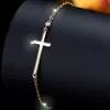 Pulsera Cruz Dorada Estilo Europeo y Americano Transfronteriza Temu para Mujer, Joyería Versátil de Moda con Circonita, Diseño de Nicho Simple