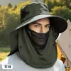 Sombrero de pescador para exteriores con protección solar integral, con protector de cuello y protector facial desmontables, sombrero de pesca para hombre con ala ancha