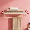 Nai Feifeng Estante para Toallas de Dopamina Estante de Almacenamiento para Baño Montado en Pared Rojo Acero Inoxidable Estante para Toallas