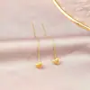 Aretes Largos que Hacen que el Rostro Parezca Más Delgado, Modernos y que No se Despintan, Aretes de Color Dorado de 18 Quilates para Mujer, Gancho para la Oreja en Forma de Corazón, Cadena para la Oreja, Acero de Titanio