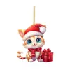Decoración Navideña Nueva para Amazon Transfronterizo Serie Gatito Navideño Colgante para Árbol de Navidad Acrílico Colgante para Coche