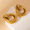 Aretes de Aro Transfronterizos, Aretes de Tuerca Irregulares, Aretes de Acero Inoxidable, Aretes de Acero de Titanio, Aretes de Aro Multicapa, Aretes para Mujer