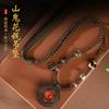 Nuevo collar vintage fantasma de montaña dinero con cuentas de pulpa recubierta colmillo de tigre cadena para clavícula ajustable estilo Xizang para hombres y mujeres