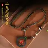 Novo Colar Vintage de Corda de Couro Encerado Estilo Chinês com Dinheiro do Espírito da Montanha Thangka, Dente de Tigre e Contas Dzi, Corrente de Suéter Vintage Estilo Étnico