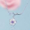 Colar Sakura Fresca Estilo Japonês e Coreano para Mulheres, Nicho Cravejado de Diamantes Doce e Fashion Versátil Corrente de Clavícula de Flor, Suprimento para Transmissão ao Vivo