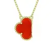 Collar Grande Van Gogh de Nácar Blanco para Mujer, Trébol de Cuatro Hojas, Chapado en Oro de 18K, Versión de Alta Gama, Cadena para Suéter de Nácar Rojo para Mujer, Fabricante