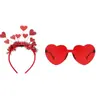 Accesorios para el cabello de Amazon diadema para fiesta de San Valentín pluma con lentejuelas hebilla para el cabello de corazón de durazno gafas banda para el cabello de amor traje