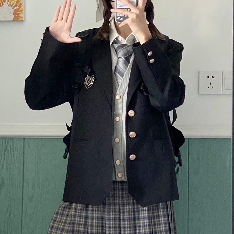 智贝主图_3秋冬季原创JK西服外套池の太黑西日系学院风长袖