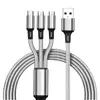 Cable de Datos Trenzado de Nylon Tres en Uno 2A Cable de Carga para Teléfono Móvil Uno a Tres Logo Pequeño Regalo Fábrica Punto al por Mayor