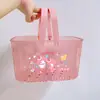 Cesta Transparente de Banheiro Portátil Desenho Animado Dormitório Estudantil Cesta de Armazenamento de Shampoo para Banho Cesta de Armazenamento Diversos para Banheiro