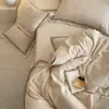 Textura de Algodão e Linho Estilo Japonês Wabi-Sabi Conjunto de Cama de Quatro Peças de Luxo Preguiçoso Capa de Edredom Lençóis de Cama e Lençóis de Elástico Respirável