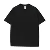 Camiseta Unisex de Manga Corta de Algodón Puro, Tejido de Punto Holgado, Color Sólido, Cuello Redondo, Hombro Regular, 200g, Verano, para Pareja