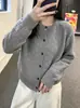 Cardigan Tricot Gola Redonda Vazado Feminino 2026 Outono Inverno Novo Solto Emagrecedor Macio Todo Lã Casaco Suéter Top