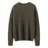 Novedad Otoño/Invierno 2026 Hilo Jaspeado 100% Cachemira Jersey de Punto Cuello Redondo Manga Larga Tejido de Cable Suave y Esponjoso Suéter Superior de Cachemira